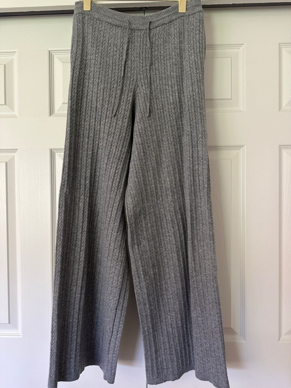 Rachel Parcell Gray Wide-Leg Ribbed Knit Pants
